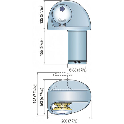 Verricello Quick Eagle, disegno tecnico con dimensioni