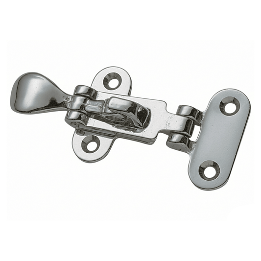 Chiusura verticale in ottone cromato lucido con leva e keeper a T, finitura argento brillante