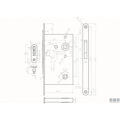 Motomarine serratura per porte scorrevoli in acciaio inox — Quadro maniglia 8x8 mm