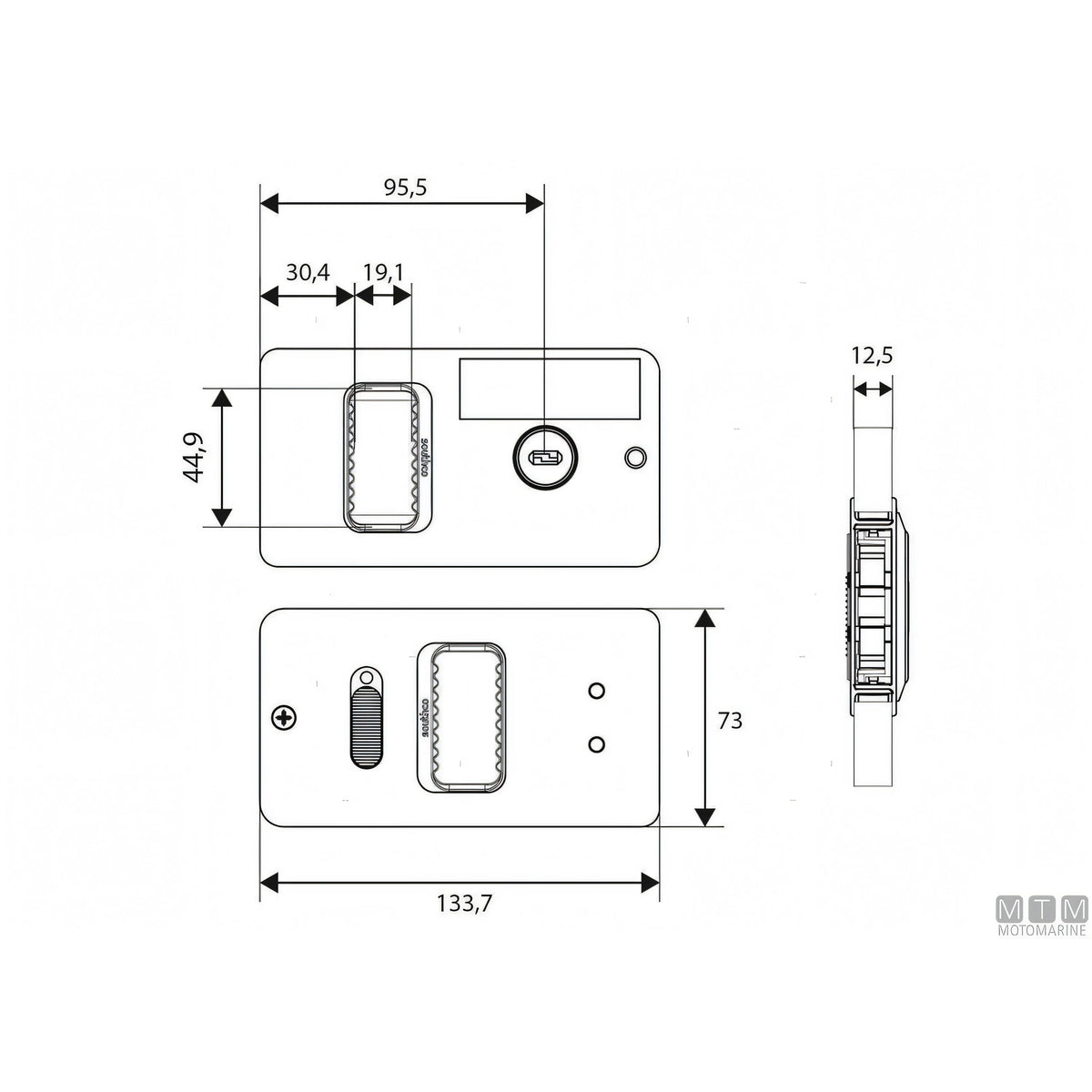 Southco Serratura a Filo Mobella Flush-Entry in Alluminio Anodizzato — Bianca