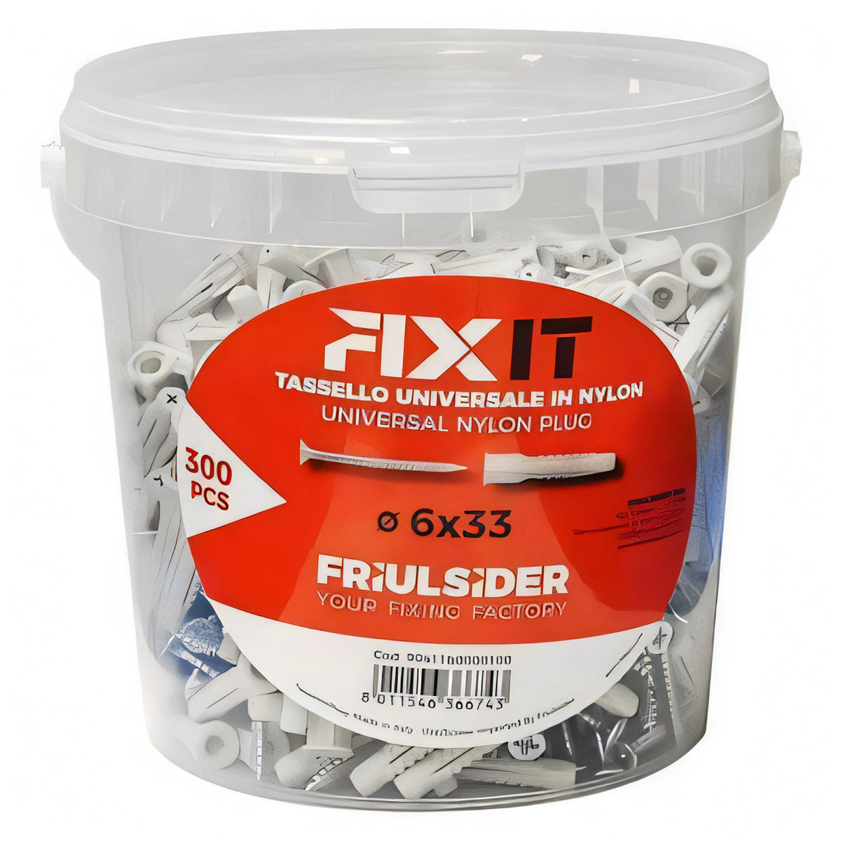 Secchiello tasselli universali Friulsider Fixit Ø8x51 con vite, 130 pezzi, foto ingrandita da Danea