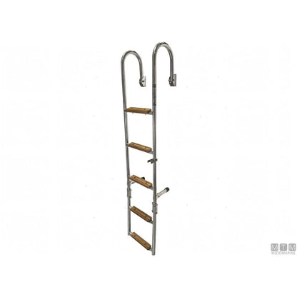 Motomarine Scaletta Pieghevole Inox con Legno — 5 gradini