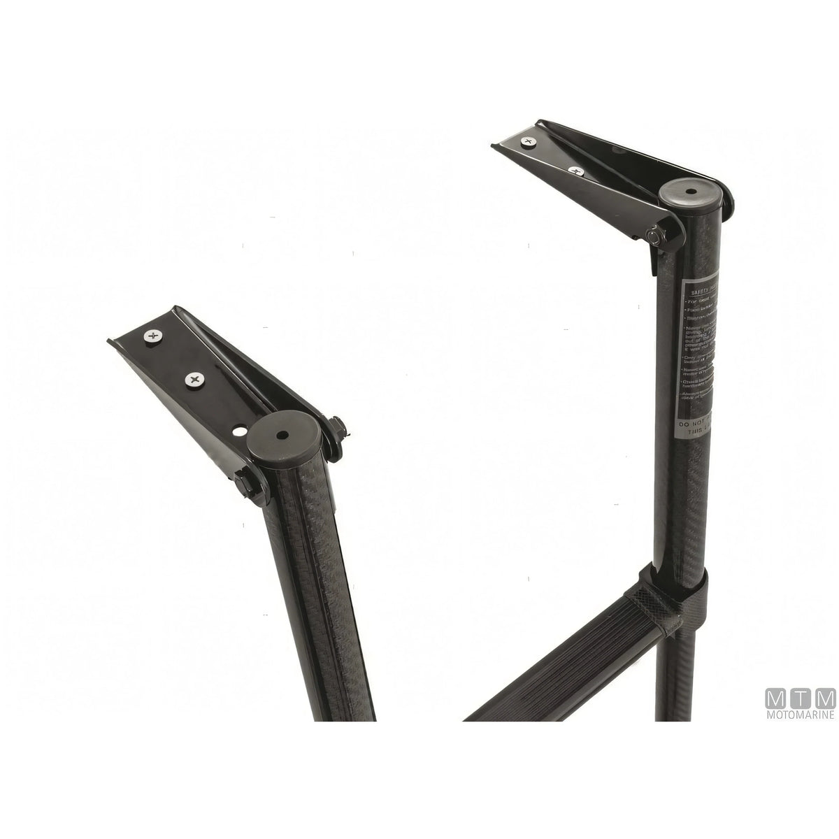 Scaletta telescopica ribaltabile in carbonio con supporti in acciaio inox per plancetta — 3 gradini