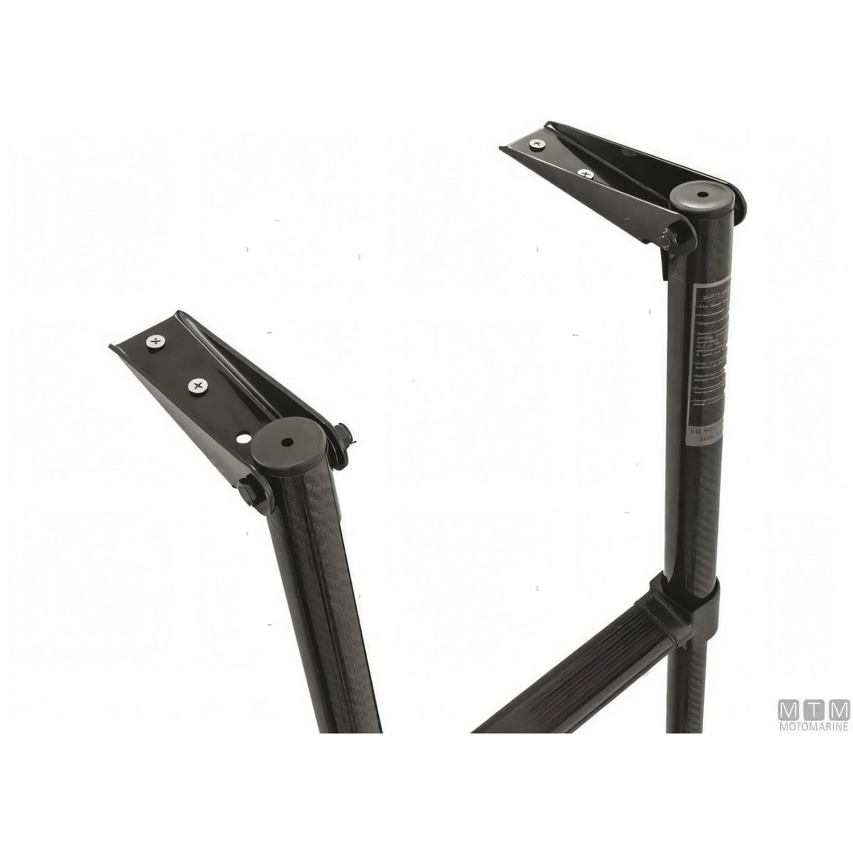 Scaletta telescopica ribaltabile in carbonio con supporti in acciaio inox per plancetta — 3 gradini