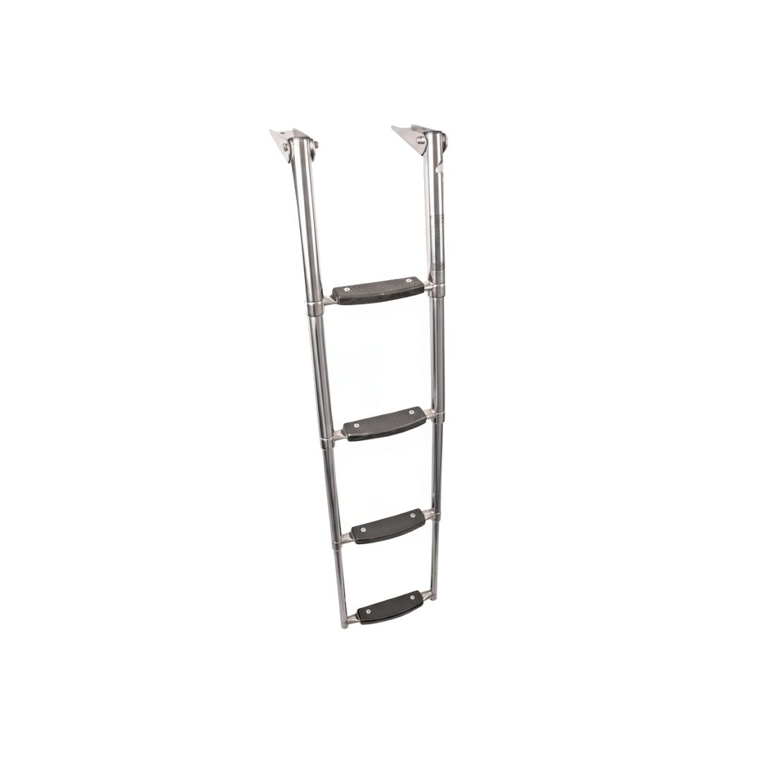 Scaletta inox telescopica 3 gradini UP WS, struttura argentata con gradini antiscivolo neri