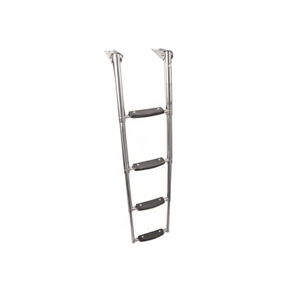 Scaletta inox telescopica 3 gradini UP WS, struttura argentata con gradini antiscivolo neri