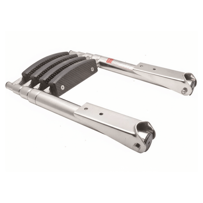 Scaletta inox telescopica 3 gradini pieghevole con gradini antiscivolo neri, struttura argento