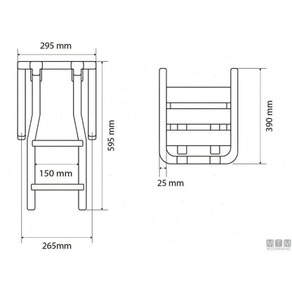 Plancetta Minox Motomarine con scaletta in acciaio inox e legno — S (2 gradini)