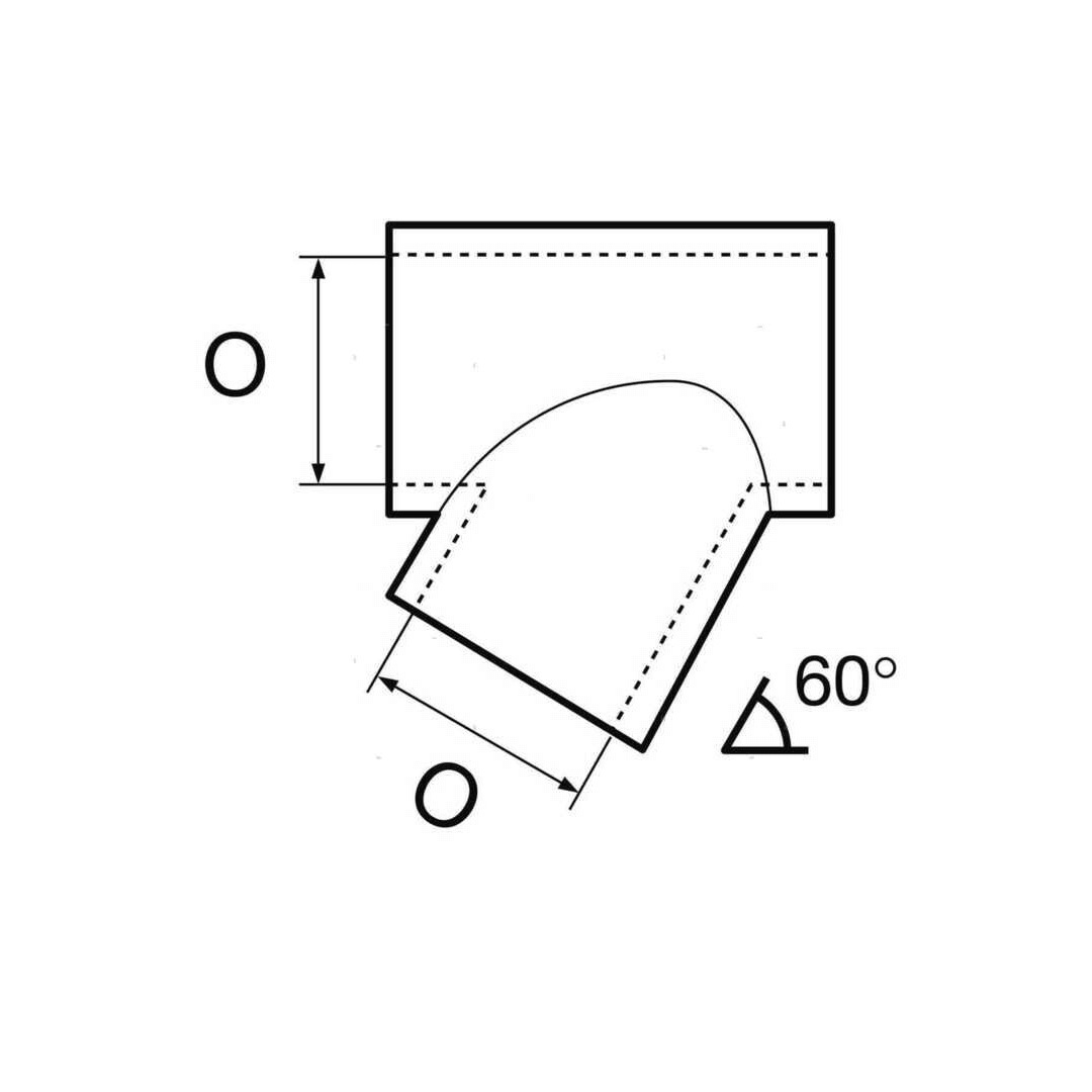 Scheda tecnica Giunto T 60° in Acciaio Inox AISI 316 con dimensioni diametro e angolazione