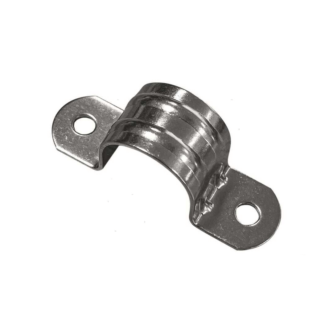 Ponticello in acciaio inox Ø 25 mm largo stampato, forma ad arco con due fori di fissaggio