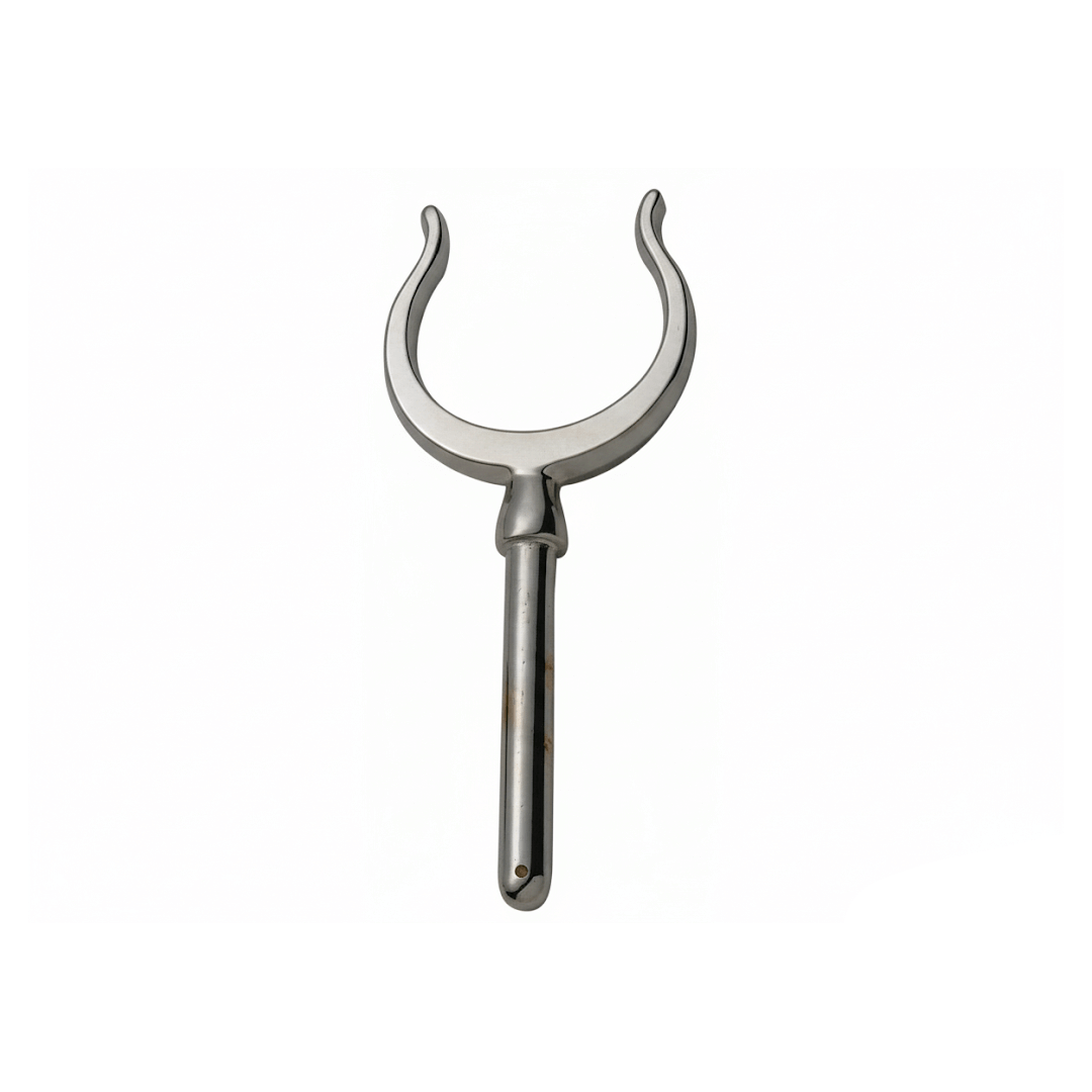 Scalmiere in ottone cromato a forcella con gambo cilindrico, Ø 48 mm, colore argento