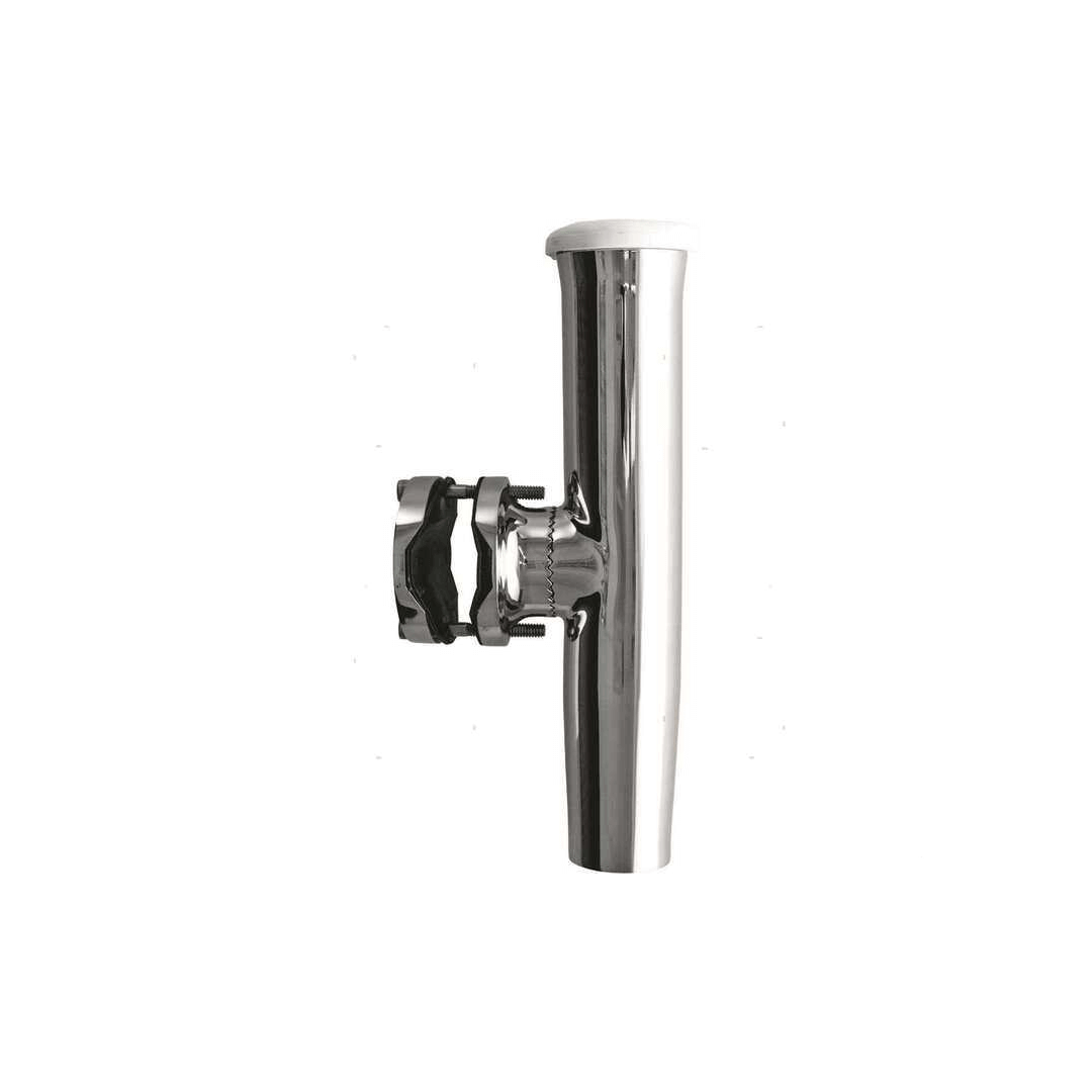 Supporto portacanne in acciaio inox lucido con morsetto regolabile per tubo Ø 22-25 mm