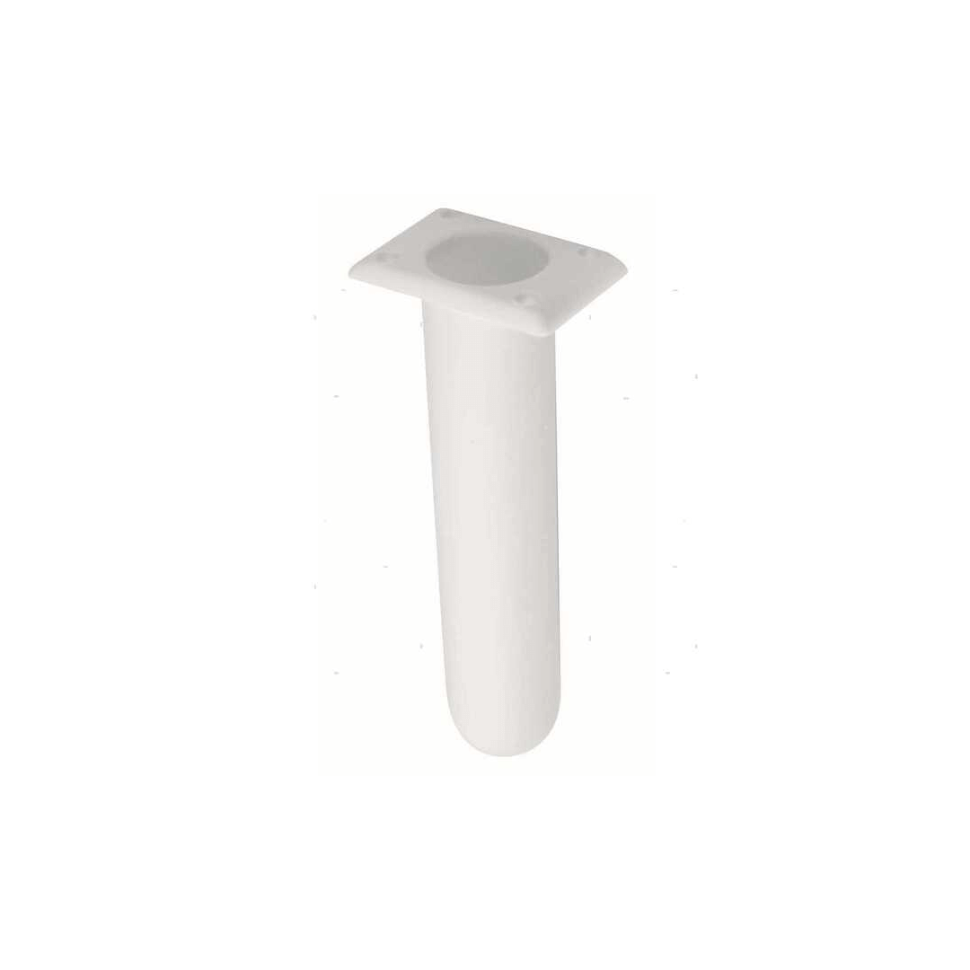 Supporto portacanna verticale a incasso in plastica bianca con flangia quadrata e tubo cilindrico