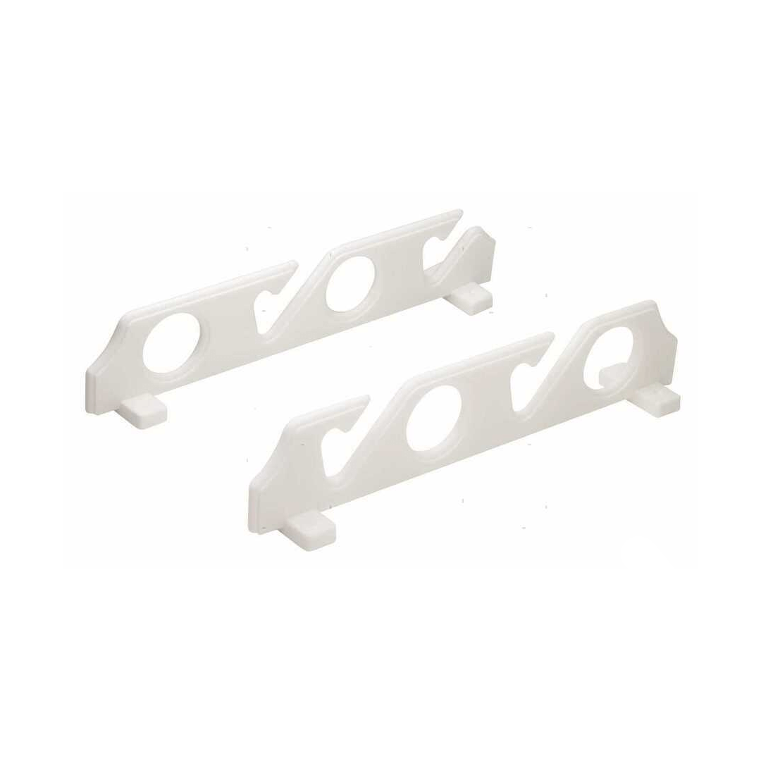 Supporto portacanne 3 posti bianco in plastica con fori e ganci, coppia di supporti a parete