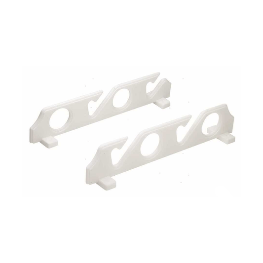 Supporto portacanne 3 posti bianco in plastica con fori e ganci, coppia di supporti a parete