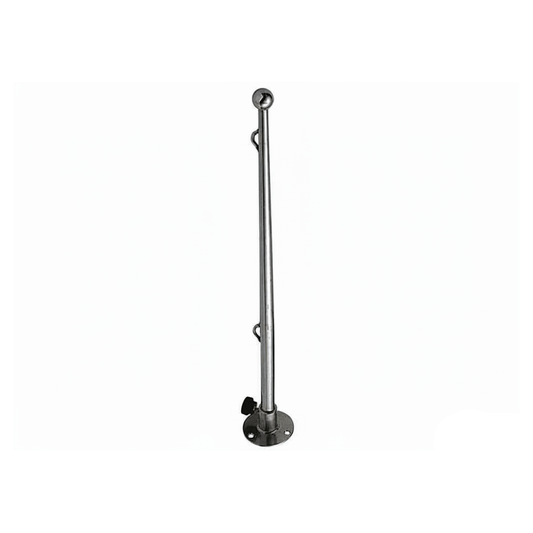 Asta portabandiera in acciaio inox 600mm con base circolare a vite e sfera terminale cromata