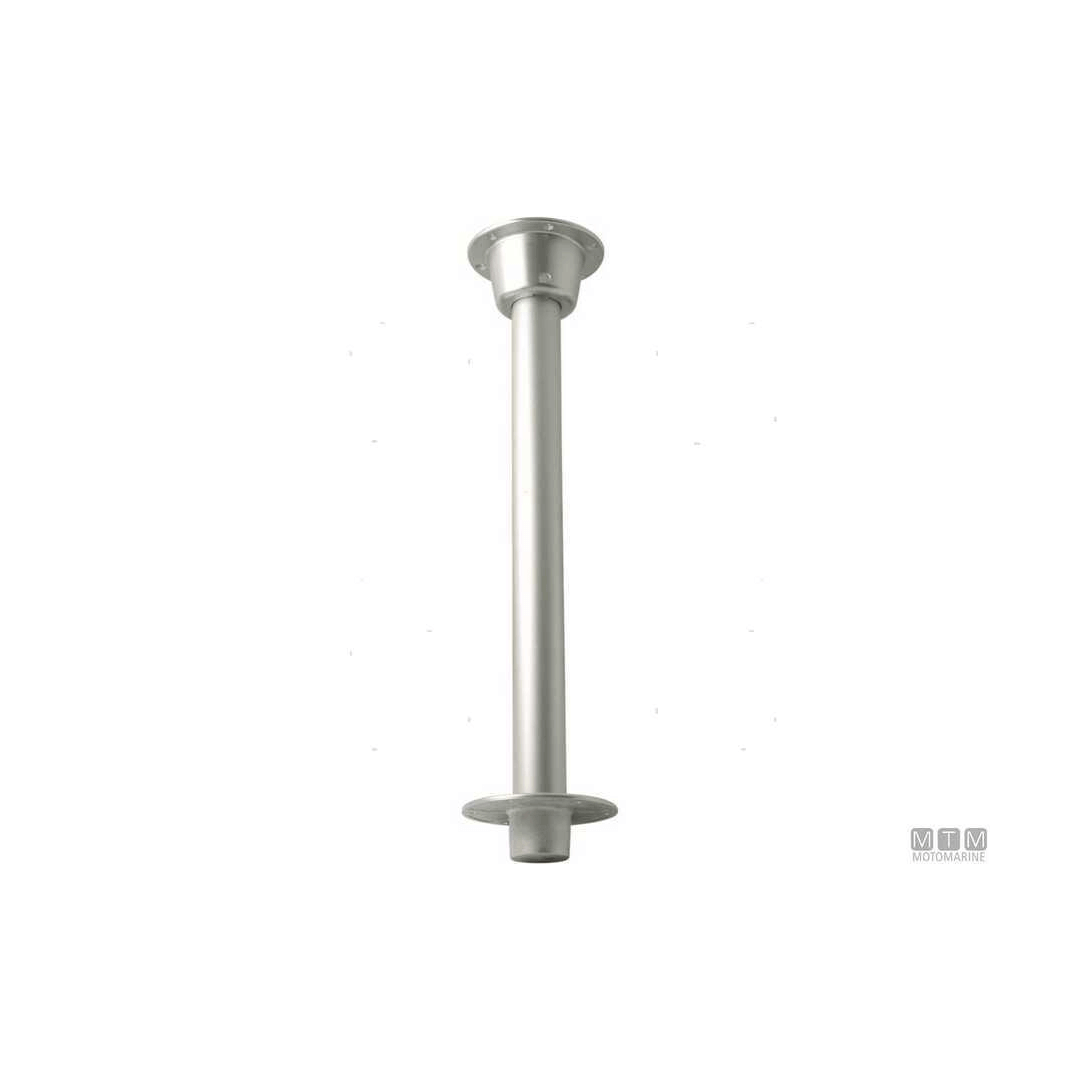 Base supporto tavolo in alluminio argento Ø 55 mm con flangia superiore e inferiore, colonna cilindrica