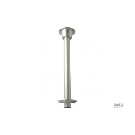 Base supporto tavolo in alluminio argento Ø 55 mm con flangia superiore e inferiore, colonna cilindrica