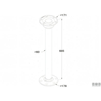 Motomarine Supporto Tavolo Twist Lock alluminio anodizzato nero — H 70 cm