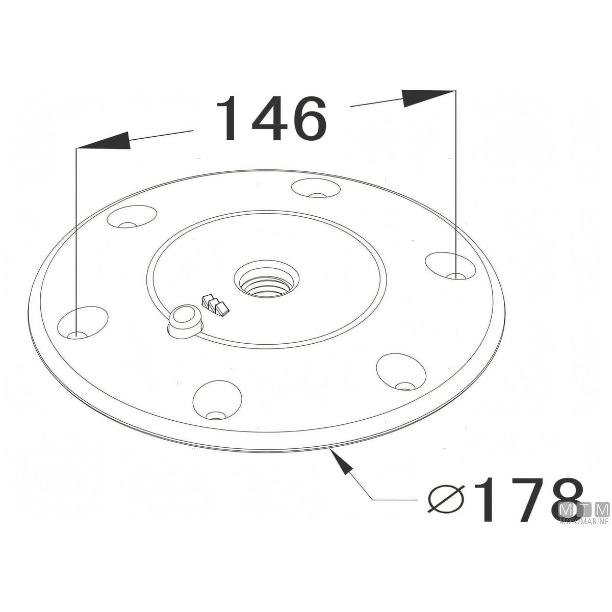 Motomarine Supporto Tavolo Twist Lock alluminio anodizzato nero — H 70 cm