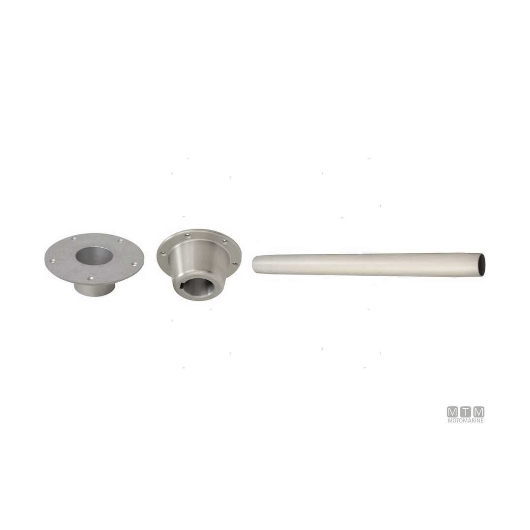 Base supporto tavolo nautico in alluminio grigio Ø 59 mm con piedistallo e tubo bianco