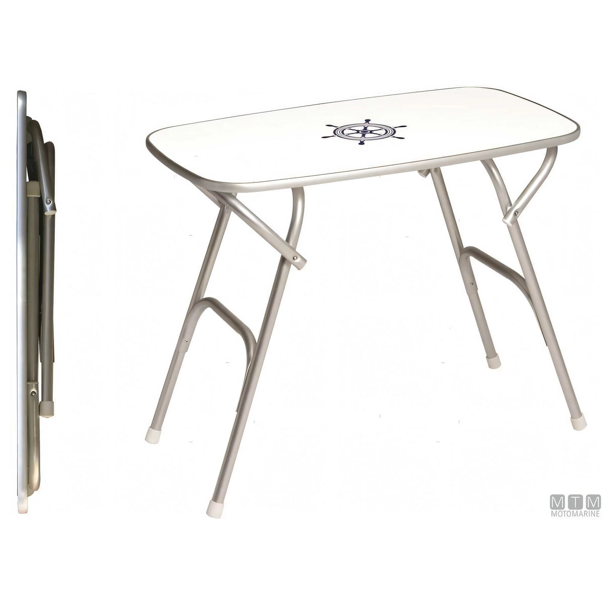 Forma tavolino pieghevole Top Rounded in melamina e alluminio — 88x51 cm