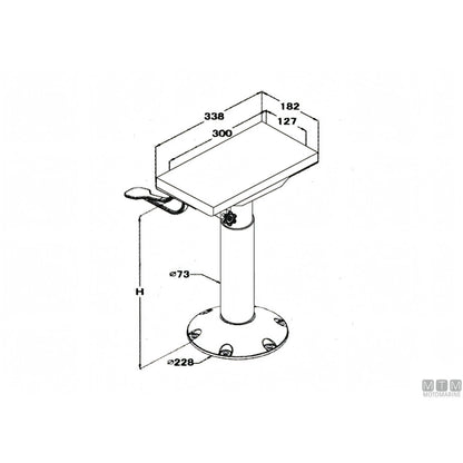 Motomarine supporto sedile fisso con slitta in alluminio — H 475 mm