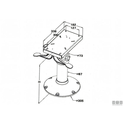 Ocean supporto sedile regolabile Air Powered in alluminio — H 350/470 mm