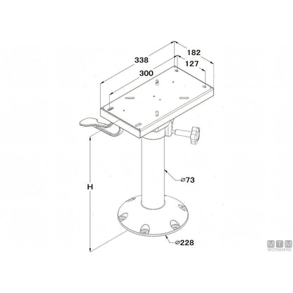 Motomarine supporto sedile Master Low alluminio anodizzato nero — H330mm