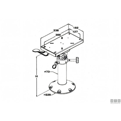 Motomarine supporto sedile Master regolabile in alluminio anodizzato — Nero