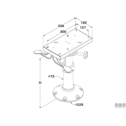 Motomarine Supporto Sedile Master Alluminio Anodizzato Nero — H300-400mm