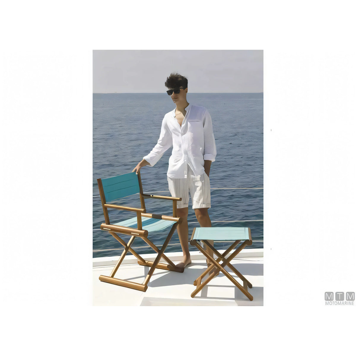 Marine Business sgabello pieghevole in teak con tessuto Olefina — vista 2