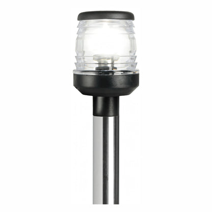 Asta luminosa retrattile 60 cm con luce bianca 360° in plastica nera su palo in acciaio