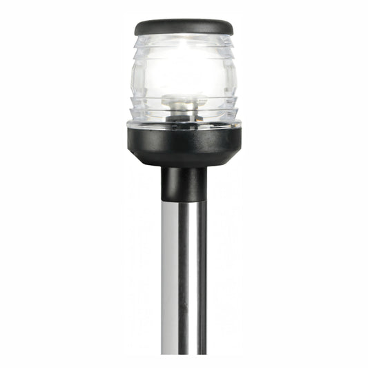 Asta luminosa retrattile 60 cm con luce bianca 360° in plastica nera su palo in acciaio