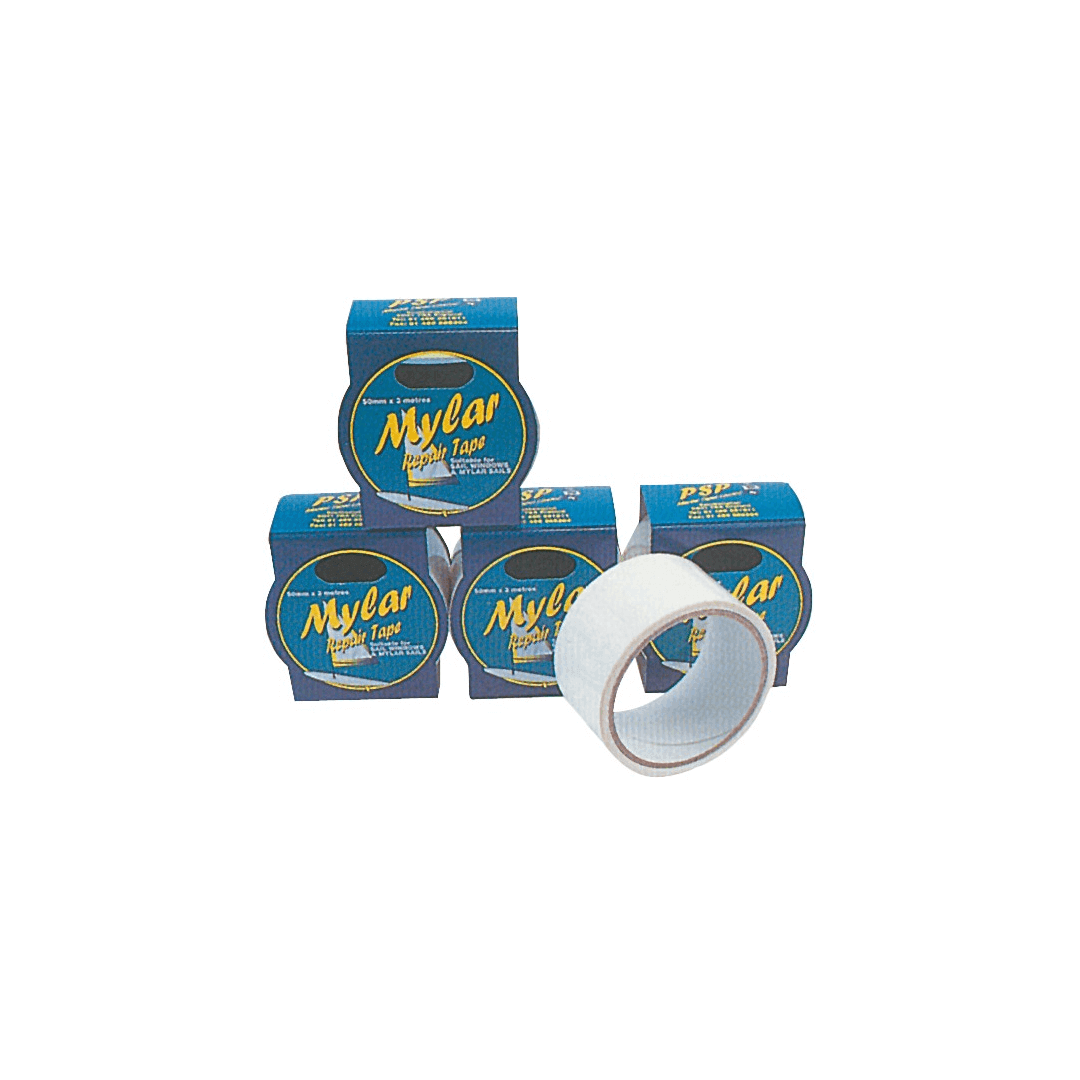 Rotolo nastro trasparente PSP Mylar per riparazioni con 4 confezioni blu in cartone 150mm