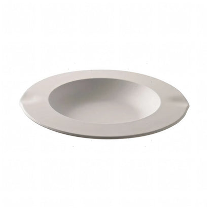 Piatto soup VENTI4 in melamina satinata bianca, forma ovale con bordo largo e cavità centrale