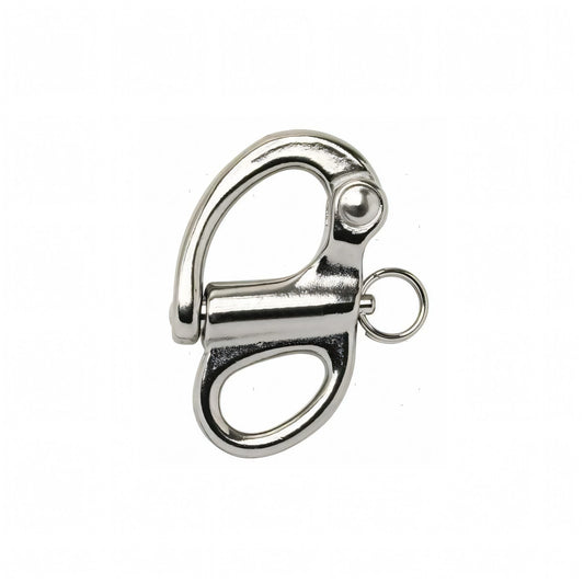 Moschettone a sgancio rapido occhio fisso in acciaio inox AISI 316 lunghezza 55mm.