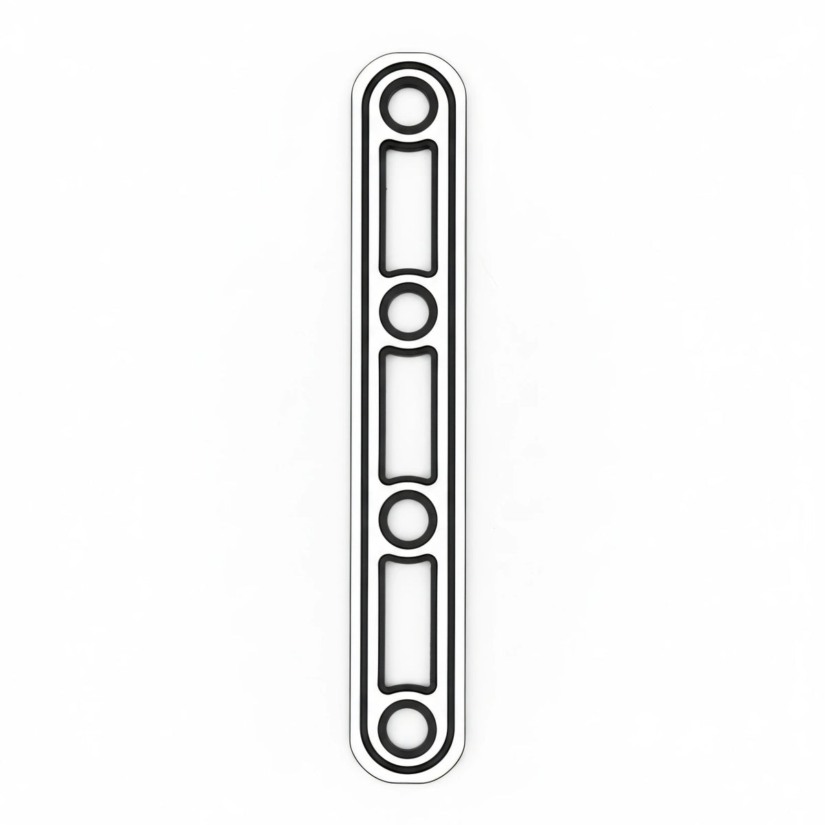 Lastrina stampata dritta tipo E 4 fori in acciaio inox A2 colore argento