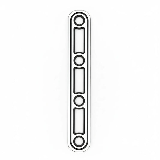 Lastrina stampata dritta tipo E 4 fori in acciaio inox A2 colore argento