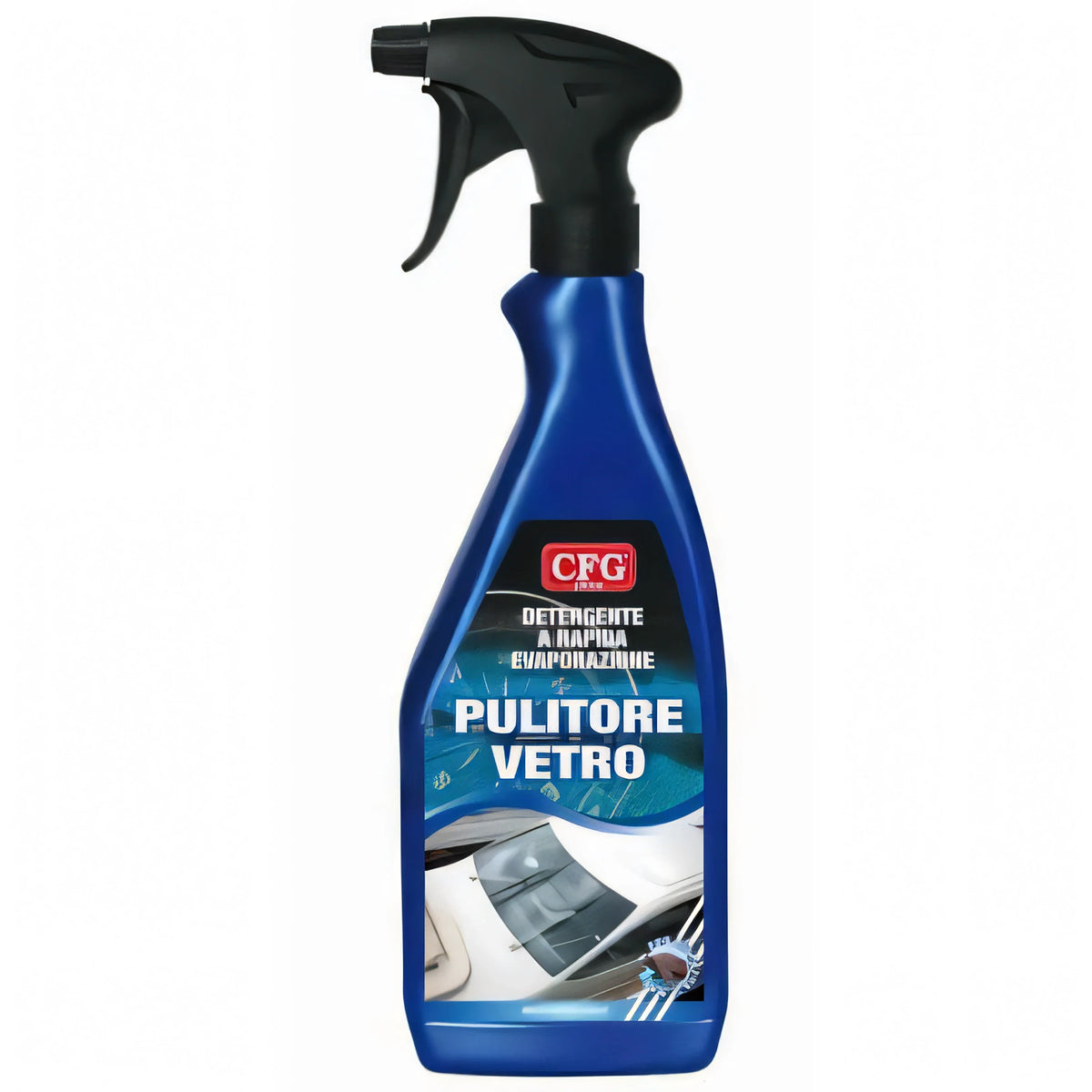 Spray pulitore vetro CFG 750ml blu con grilletto, detergente a rapida evaporazione per superfici nautiche