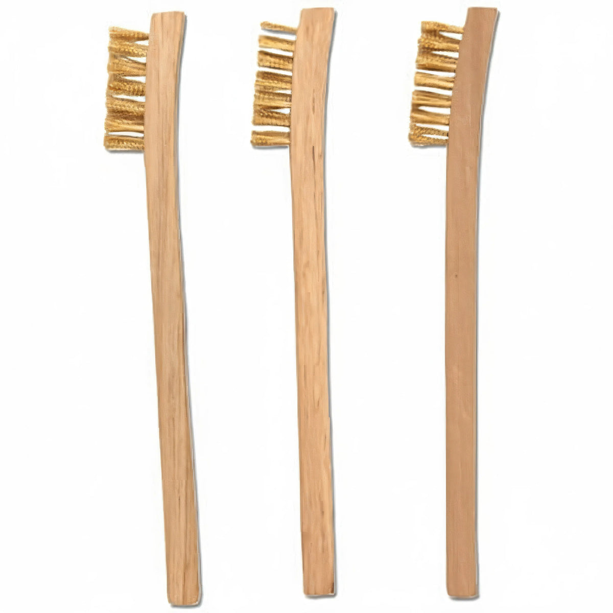 Set 3 spazzole per candela motore Blinky con manico in legno naturale e setole in ottone dorato