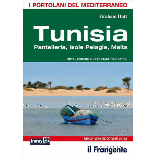 Portolano Tunisia Pantelleria Isole Pelagie Malta Imray 2013, copertina verde con barca blu e fenicotteri