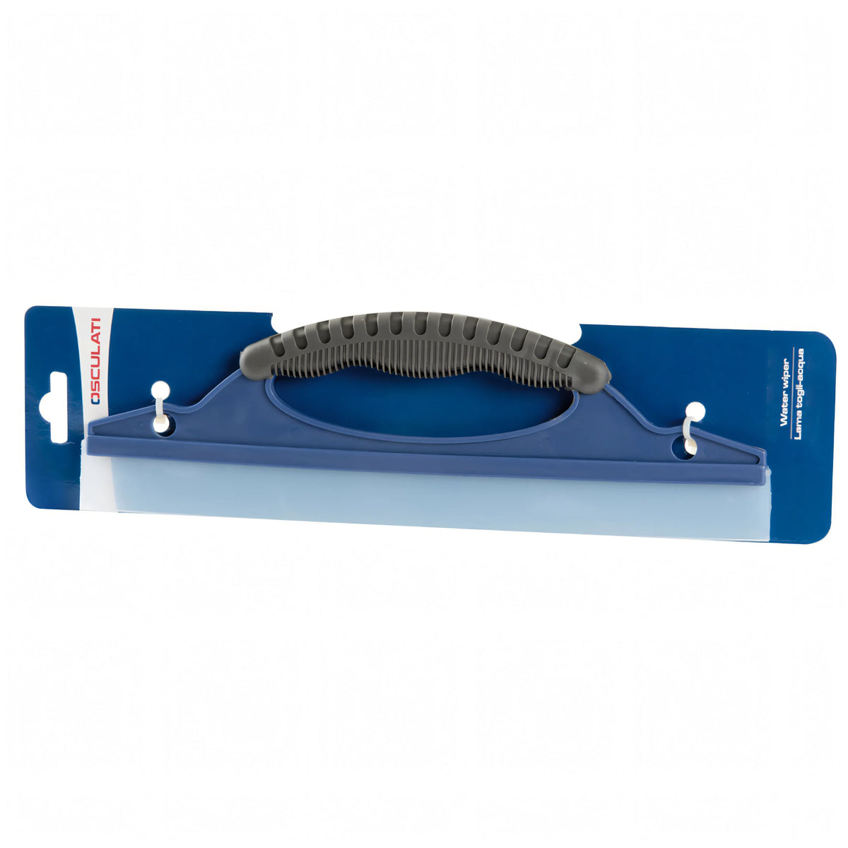 Lama togli-acqua Osculati blu con manico ergonomico grigio e silicone trasparente, in confezione blister