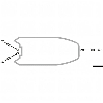 Diagramma tecnico cinghie fissaggio a cricchetto Rapid Marine con schema collegamenti e agganci rapidi