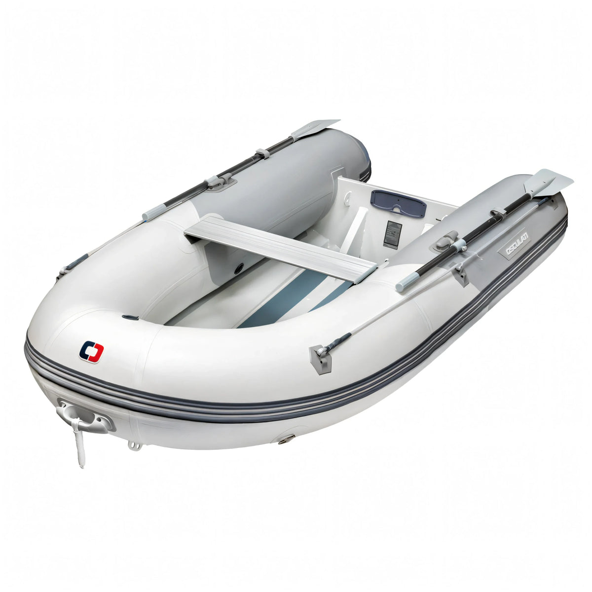Tender Osculati carena V alluminio gonfiabile bianco grigio con remi e sedile