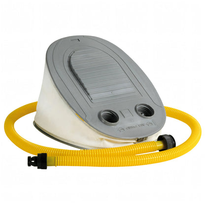 Pompa a piede manuale con soffietto bianco, top grigio e tubo flessibile giallo con raccordo