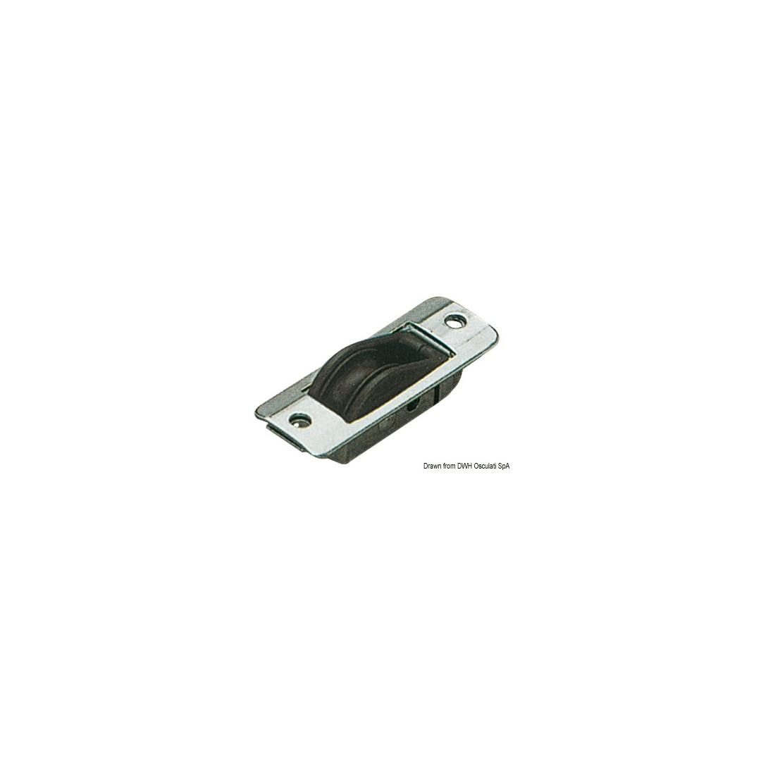 Bozzello singolo da incasso 8x28mm in acciaio inox con puleggia nera, montaggio a vite