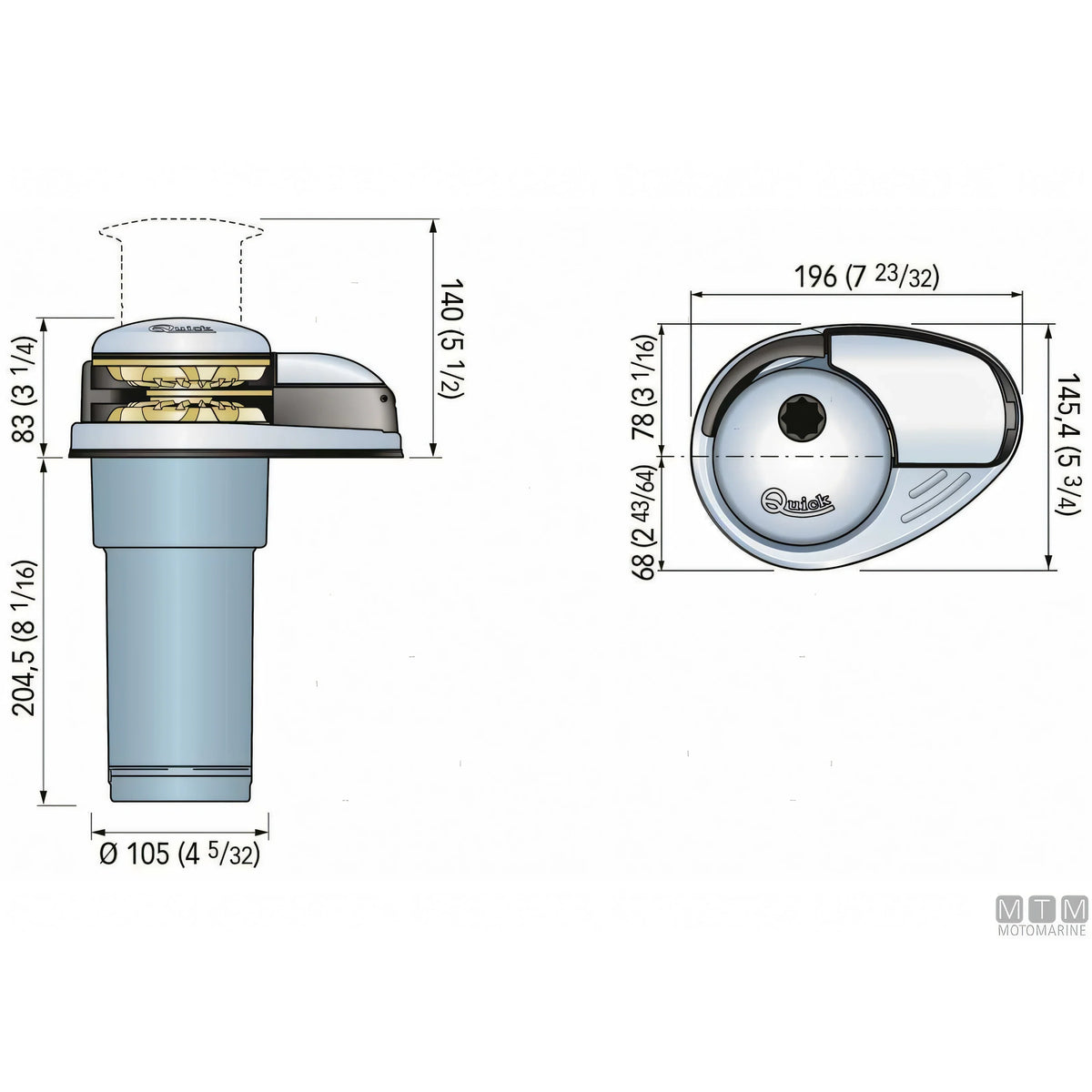 Quick Prince DP2E verricello salpa ancora acciaio inox — 500W Drum - Catena Ø6mm