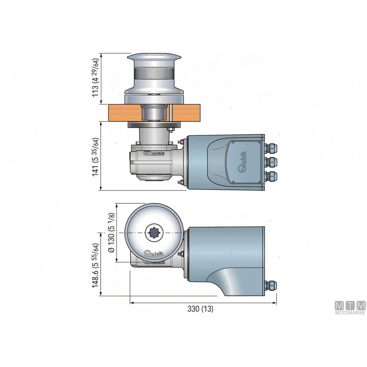 Quick Tumbler verricello da tonneggio in acciaio inox 316 — 500W