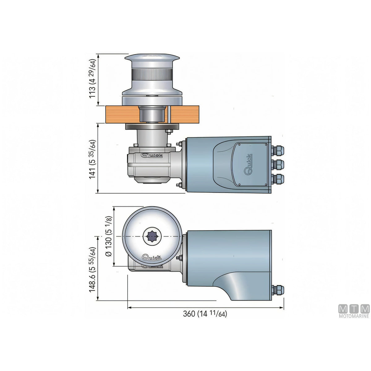 Quick Tumbler verricello da tonneggio in acciaio inox 316 — 500W